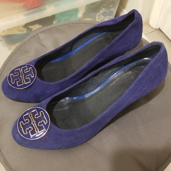 💕TORY BURCH💕 Sophie Wedge Pumps in Blue Suede EU 41 - Picture 3 of 8